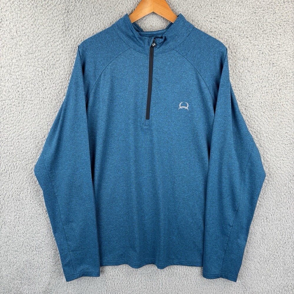 Cinch Pullover Mens 2XL  Heather Blue 1/4 Zip‎ Performance Western Cowboy Rodeo